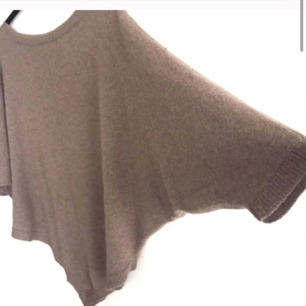 360 CASHMERE Brown Boat Neck Pullover Poncho Sweater Light Brown S - Picture 2 of 8